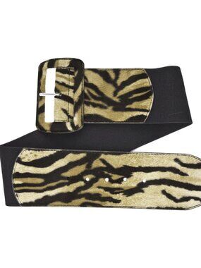 Tiger Print Stretchy Women's Cinch Belt Retro Punk Cute Furry Animal Apparel NWT